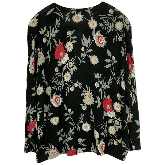 NWT LOFT black floral print button-up cardigan, XL - Picture 3 of 10